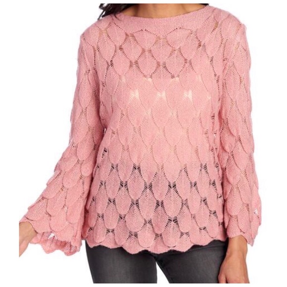 NWT Knit Sweater Rose Pink Bell Sleeve Medium - Picture 8 of 8